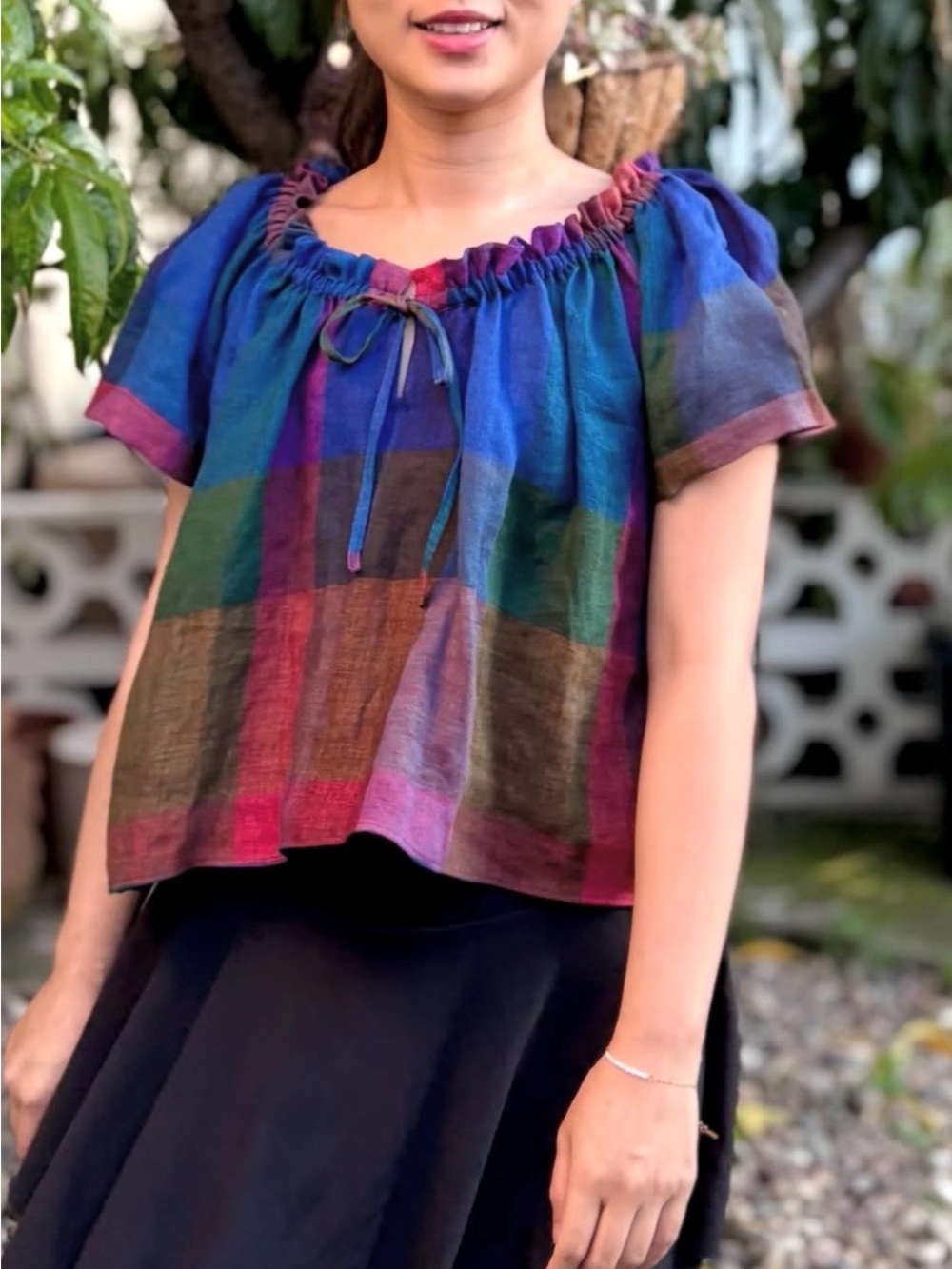 Colorful Linen blouse size 4